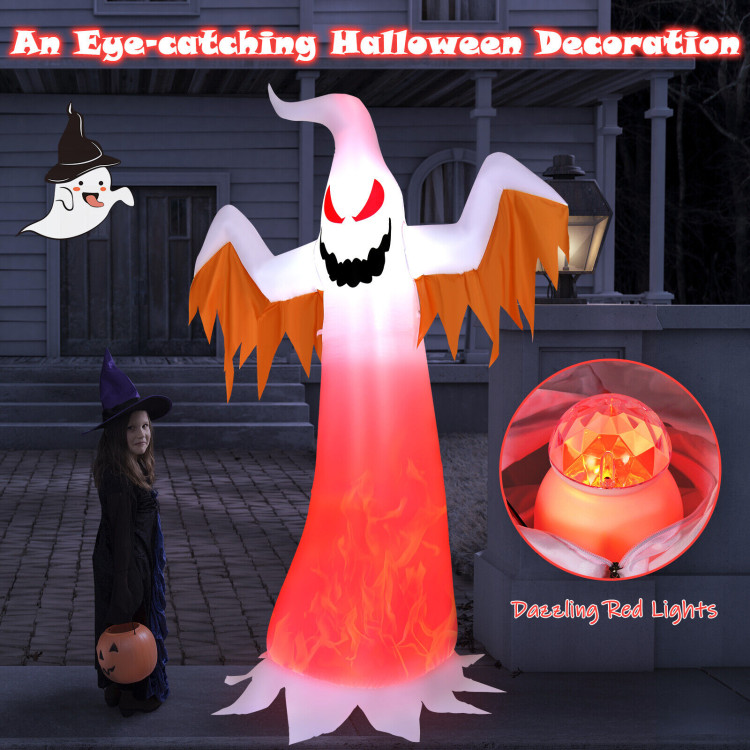 6 Feet Halloween Inflatable Ghost Quick Blow up Halloween Décor with LED LightsCostway Gallery View 7 of 10