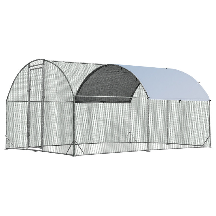 6.2 Feet/12.5 Feet/19 FeetLarge Metal Chicken Coop Outdoor Galvanized Dome Cage with Cover-MCostway Gallery View 7 of 10