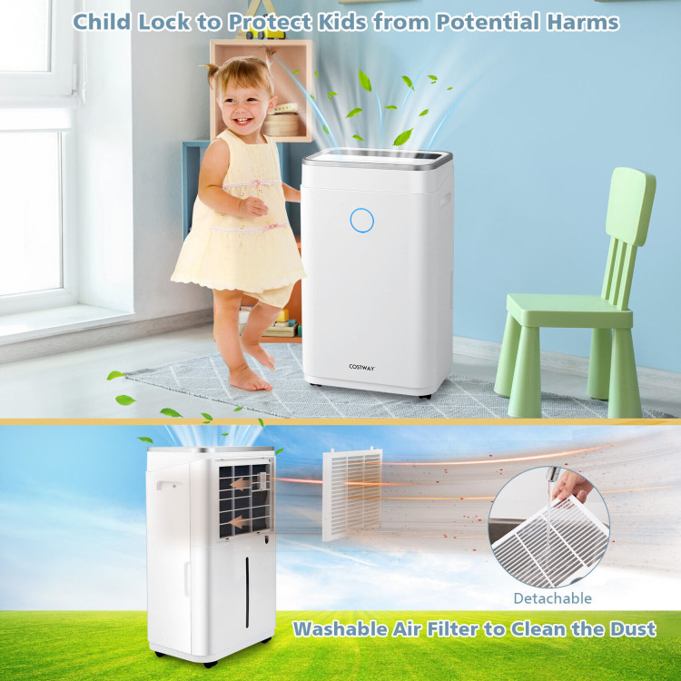 60-Pint Dehumidifier for Home and Basements 4000 Sq. Ft with 3-Color Digital Display-WhiteCostway Gallery View 7 of 10