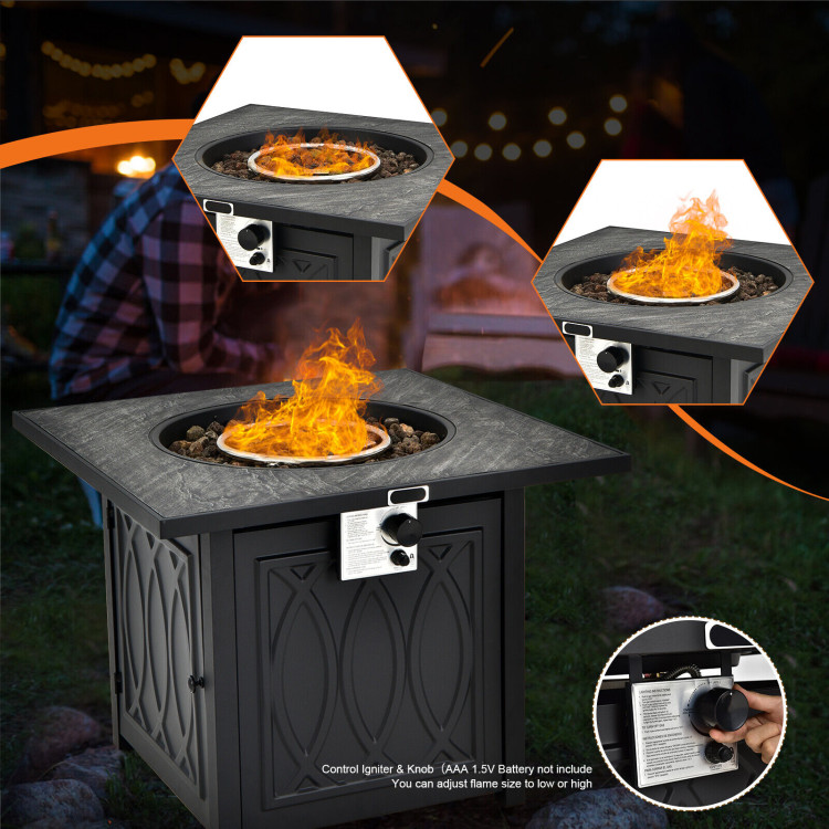 32 Inch Propane Fire Pit Table Square Tabletop with Lava Rocks Cover 50000 BTU-BlackCostway Gallery View 10 of 12