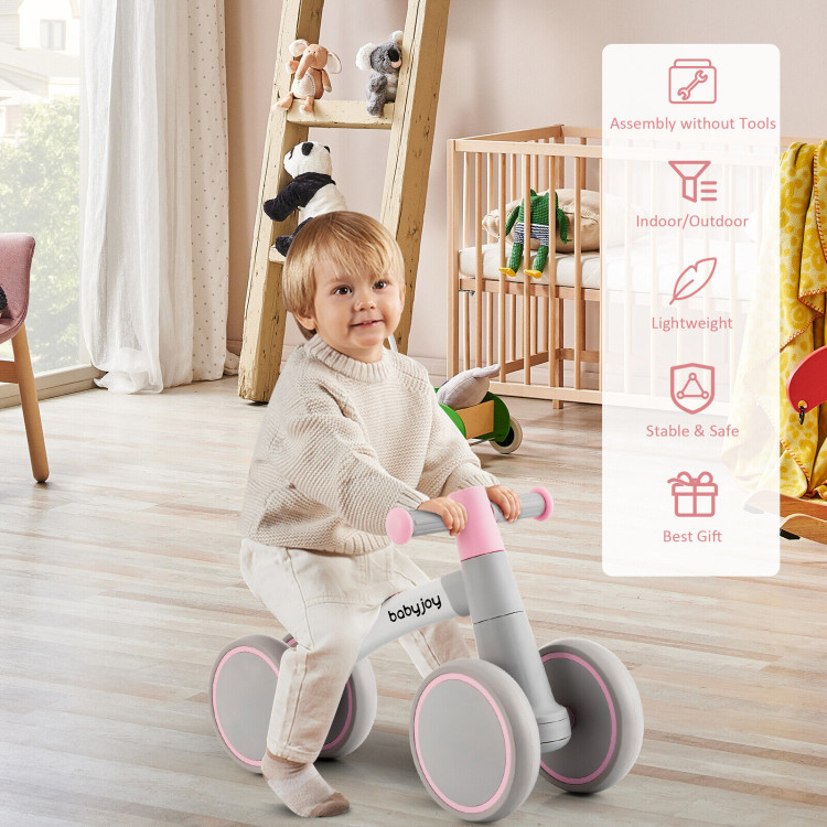 Baby Balance Bikes with 4 Wheels for 12-36 Months Toddler Mini Bike-PinkCostway Gallery View 8 of 11