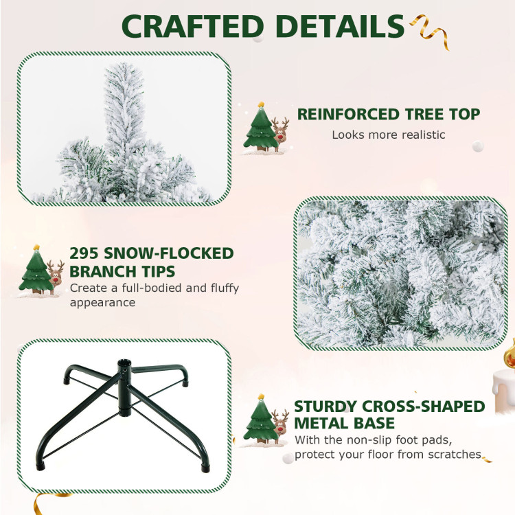 4.5 Feet Pre-Lit Premium Snow Flocked Christmas Tree with 150 LightsCostway Gallery View 10 of 10