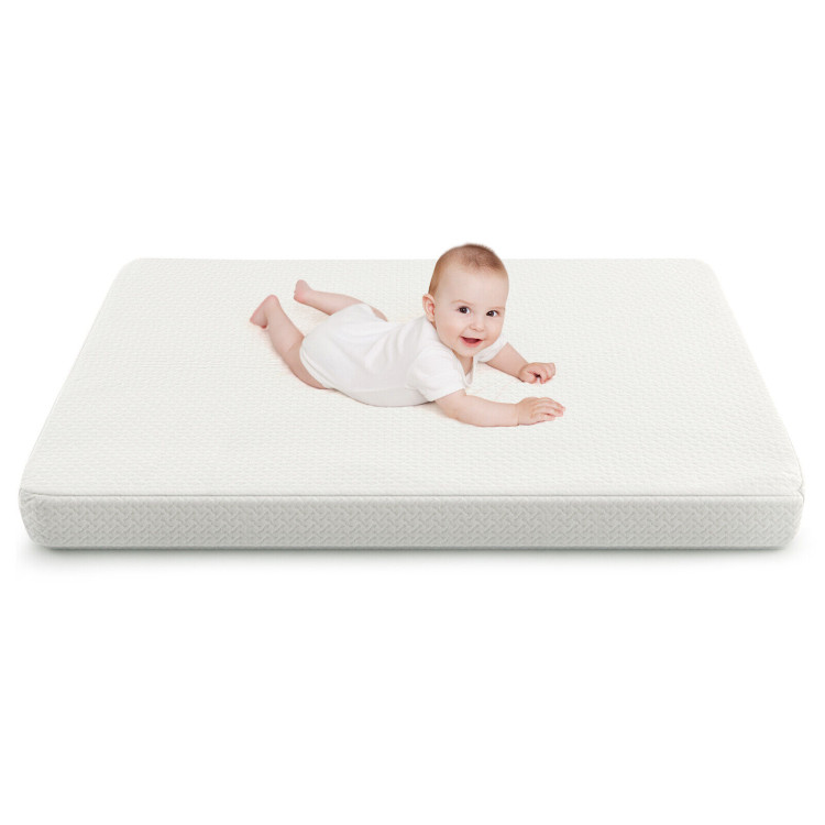 38 x 26 Inch Dual Sided Pack N Play Baby Mattress Pad with Removable Washable Cover-WhiteCostway Gallery View 7 of 11