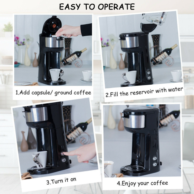 Portable Coffee Maker for Ground Coffee and Coffee CapsuleCostway Gallery View 3 of 11