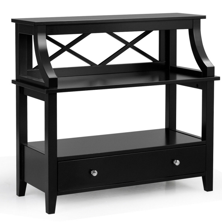 3-Tier Storage Rack End table Side Table with Slide Drawer -BlackCostway Gallery View 1 of 12