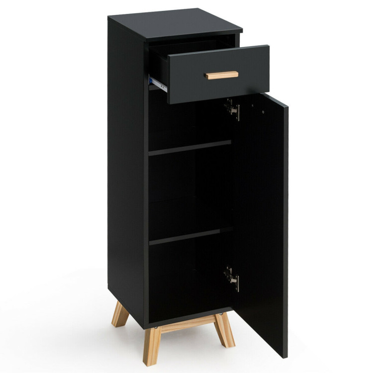 Waterproof Bathroom Cabinet with Adjustable Shelves and Sliding Drawer-BlackCostway Gallery View 10 of 12
