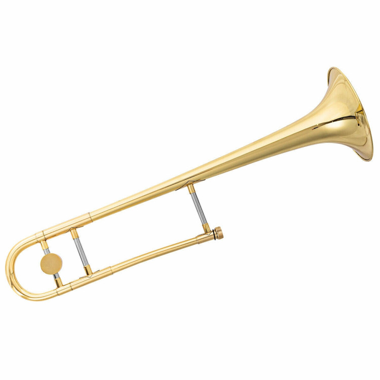 B Flat Trombone Golden Brass with MouthpieceCostway Gallery View 3 of 12