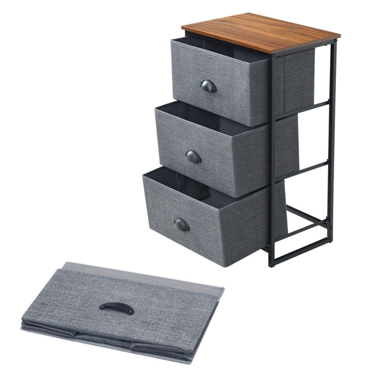 Nightstand Side Table Storage Tower Dresser Chest with 3 Drawers-BlackCostway Gallery View 7 of 13
