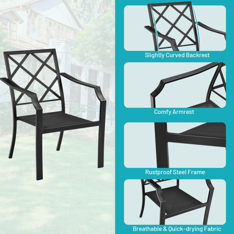 4 Pieces Outdoor Dining Set with Removable Cushions and Rustproof Steel FrameCostway Gallery View 6 of 12