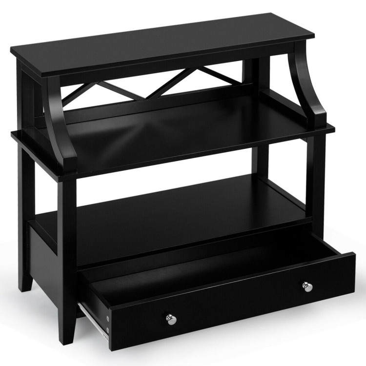 3-Tier Storage Rack End table Side Table with Slide Drawer -BlackCostway Gallery View 10 of 12