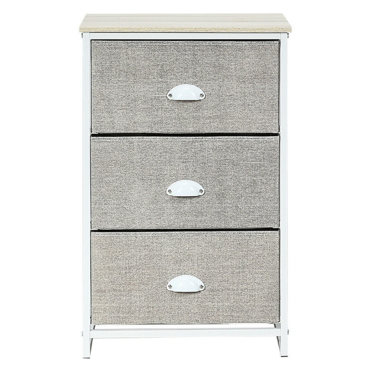 Narrow Nightstand with 3 Drawers and Wood Top - Costway