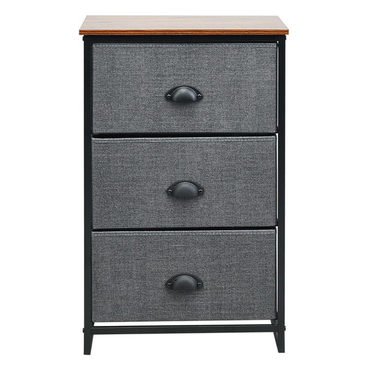 Nightstand Side Table Storage Tower Dresser Chest with 3 Drawers-BlackCostway Gallery View 5 of 13