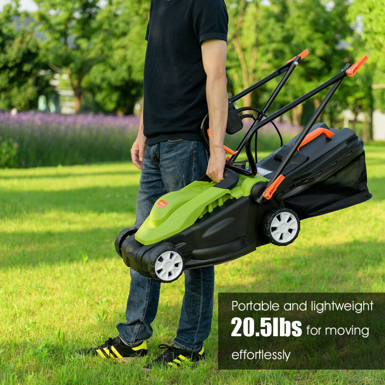 14-Inch 12 Amp Lawn Mower with Folding Handle Electric PushCostway Gallery View 3 of 12