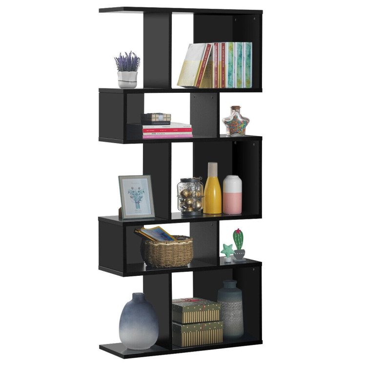 5 Cubes Ladder Shelf Corner Bookshelf Display Rack Bookcase-BlackCostway Gallery View 8 of 11