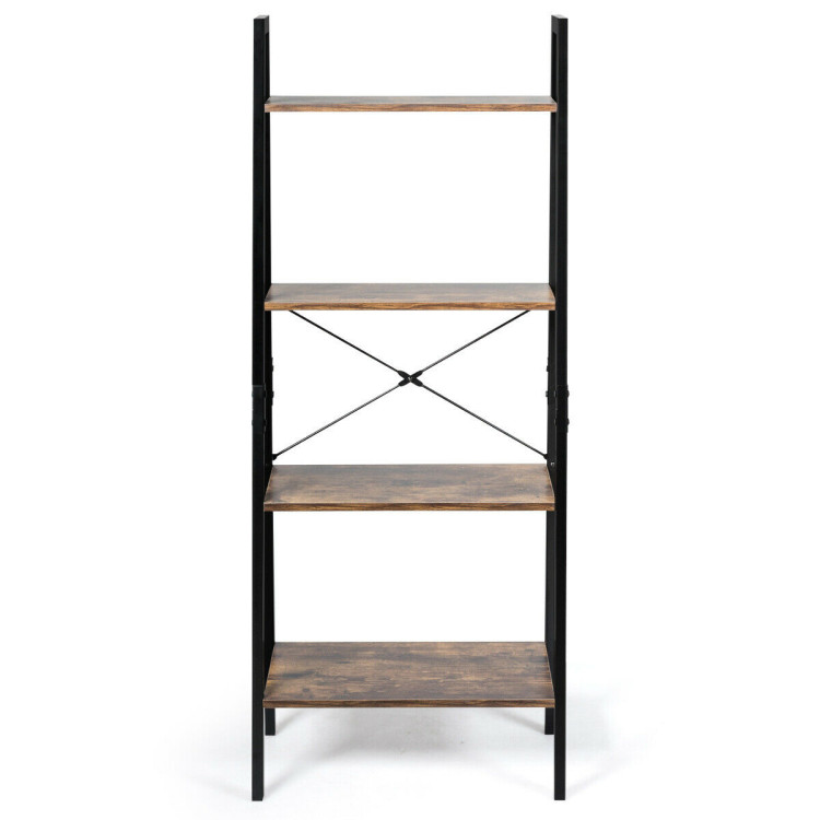 4-Tier Industrial Ladder Shelf with Metal FrameCostway Gallery View 11 of 11