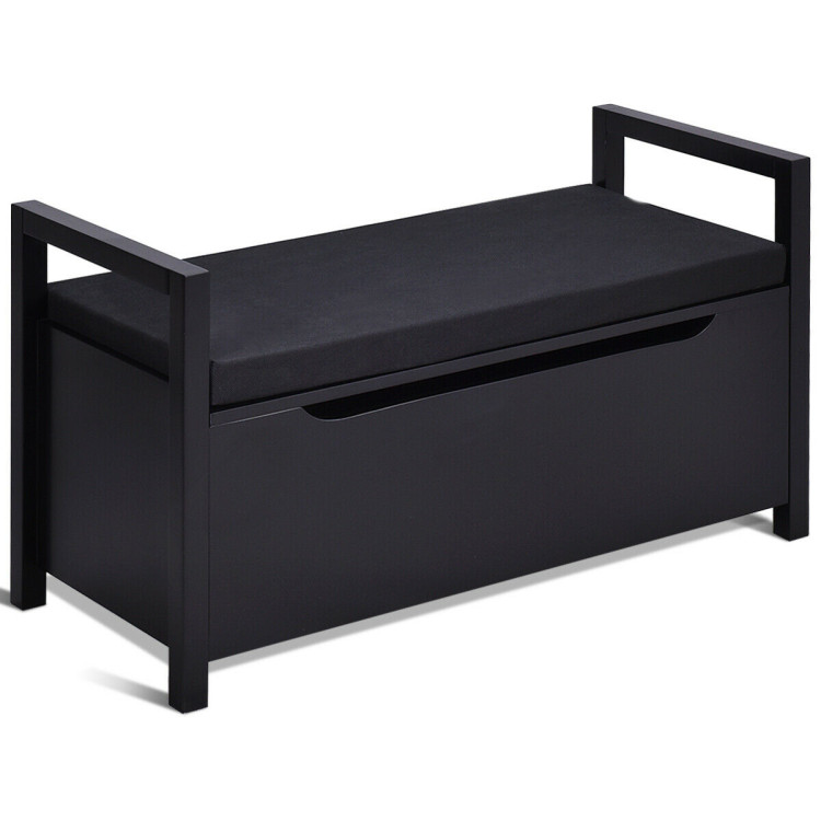 34.5 ×15.5 ×19.5 Inch Shoe Storage Bench with Cushion Seat for Entryway-BlackCostway Gallery View 1 of 11