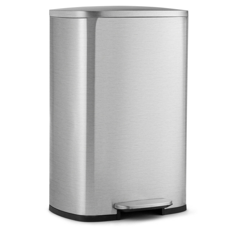 13.2 Gallon Stainless Steel Trash Garbage Can with BucketCostway Gallery View 1 of 11