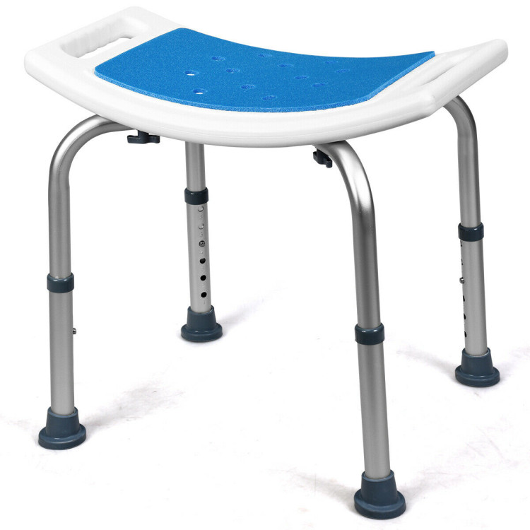 Shower Stool 6 Adjustable Heights Non-Slip Padded Blue SeatCostway Gallery View 7 of 11