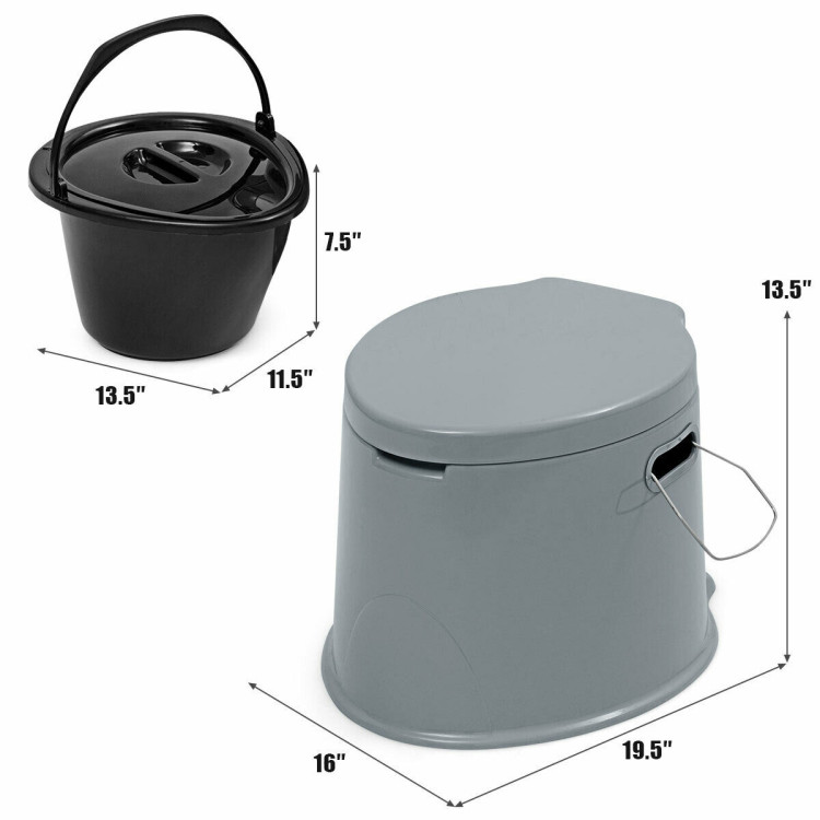 Portable Travel Toilet with Paper Holder for Indoor/OutdoorCostway Gallery View 5 of 14