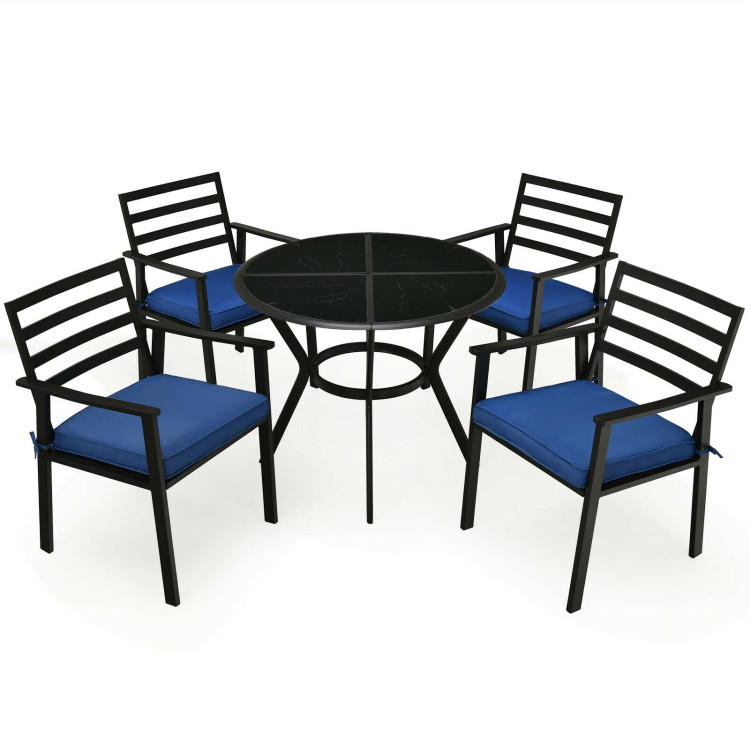 5 Pieces Outdoor Patio Dining Chair Table Set with CushionsCostway Gallery View 3 of 13