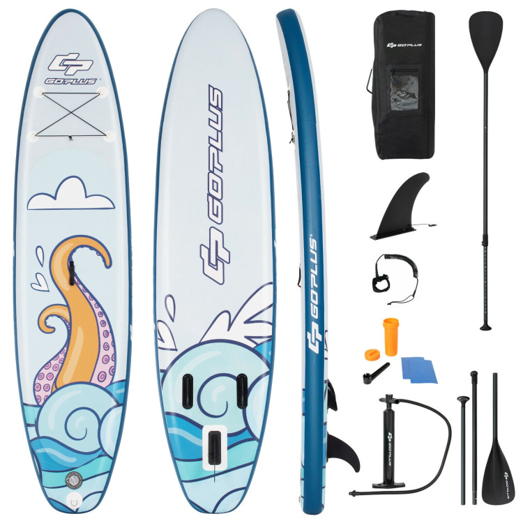 10.5 ft Inflatable Stand Up Paddle Board Surfboard with Aluminum Paddle Pump-10.5 ftCostway Gallery View 3 of 12