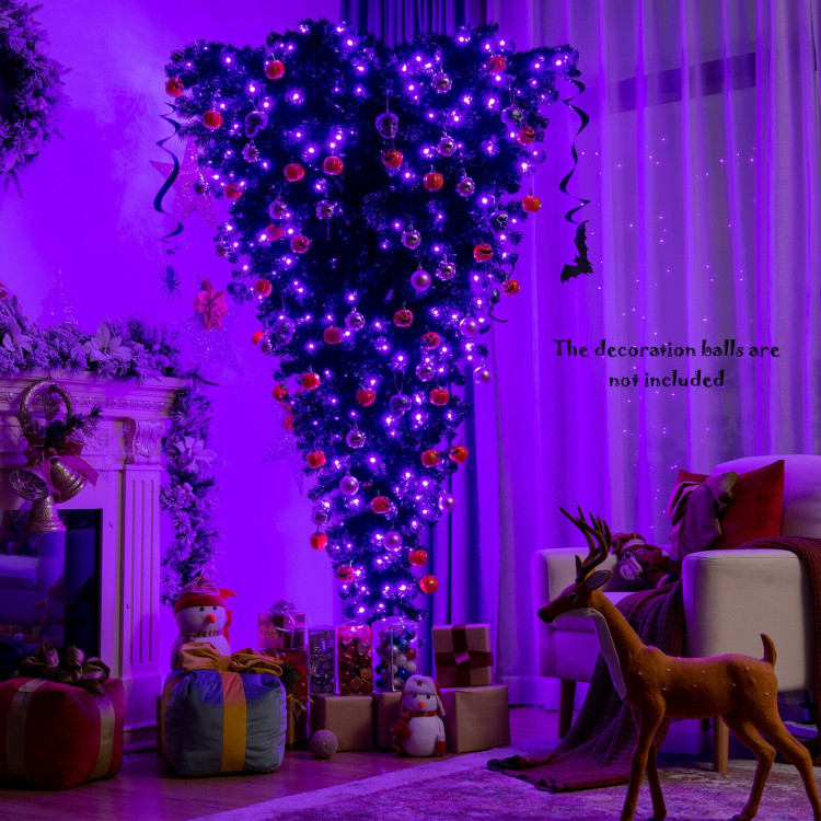 Upside Down 7 Feet Halloween Tree with 400 Purple LED LightsCostway Gallery View 8 of 12