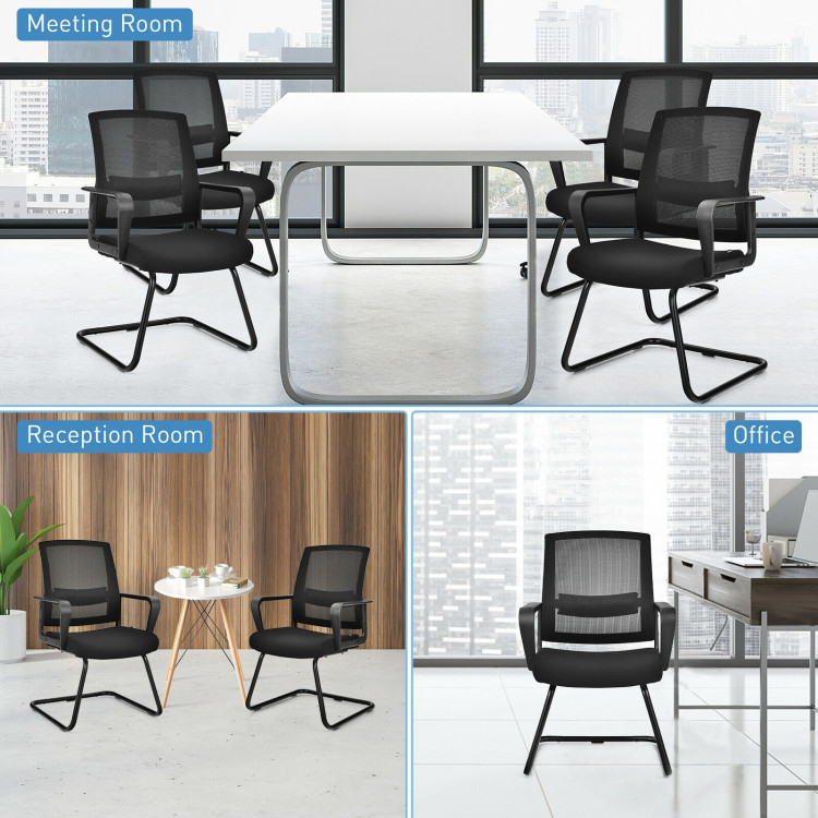 Set of 2 Conference Chairs with Lumbar Support-BlackCostway Gallery View 10 of 12