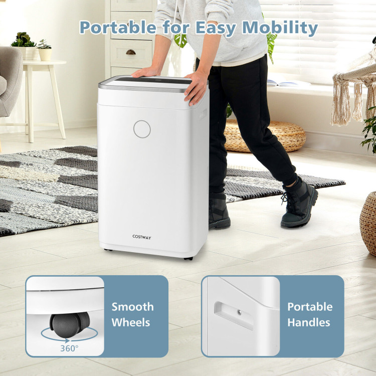 60-Pint Dehumidifier for Home and Basements 4000 Sq. Ft with 3-Color Digital Display-WhiteCostway Gallery View 6 of 10