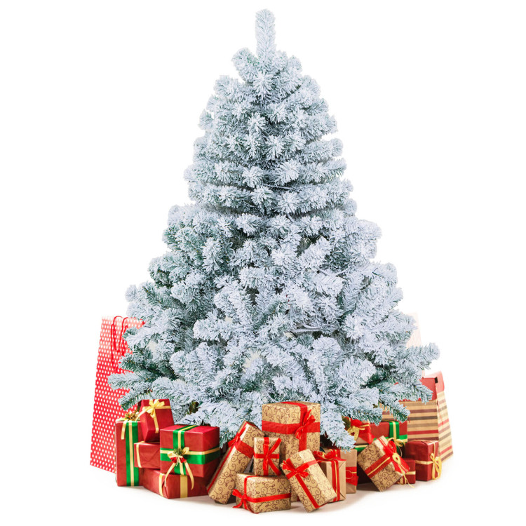 4.5 Feet Pre-Lit Premium Snow Flocked Christmas Tree with 150 LightsCostway Gallery View 7 of 10