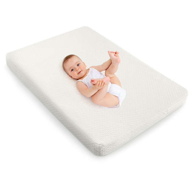 38 x 26 Inch Dual Sided Pack N Play Baby Mattress Pad with Removable Washable Cover-WhiteCostway Gallery View 8 of 11