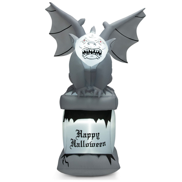 8.2 Feet Halloween Inflatable Gravestone with Gargoyle Yard Decoration and LED LightsCostway Gallery View 1 of 9