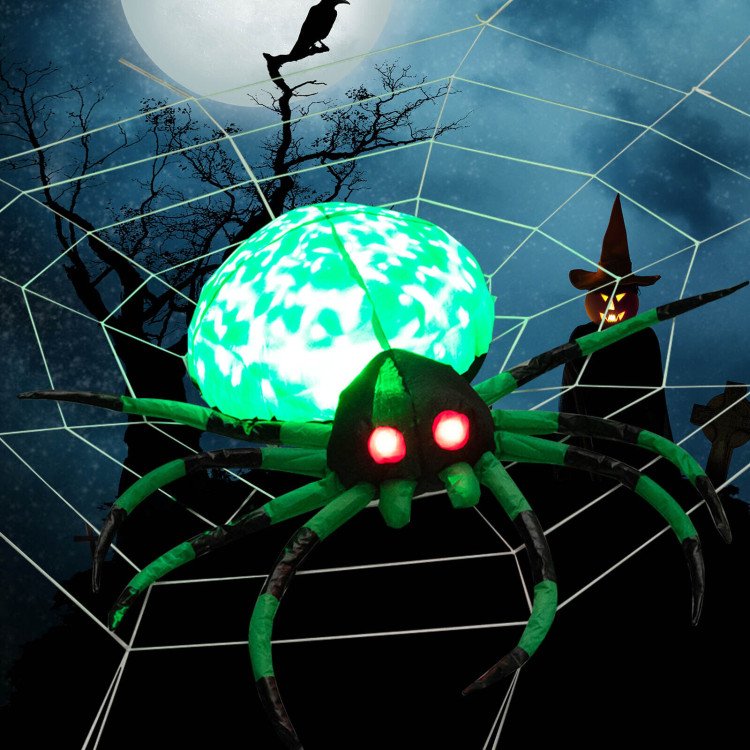 5 Feet Long Halloween Inflatable Creepy Spider with Cobweb and LEDsCostway Gallery View 6 of 10