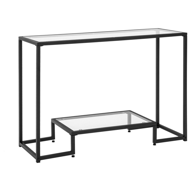 Entryway Console Sofa Side Table with Tempered Glass-BlackCostway Gallery View 1 of 10