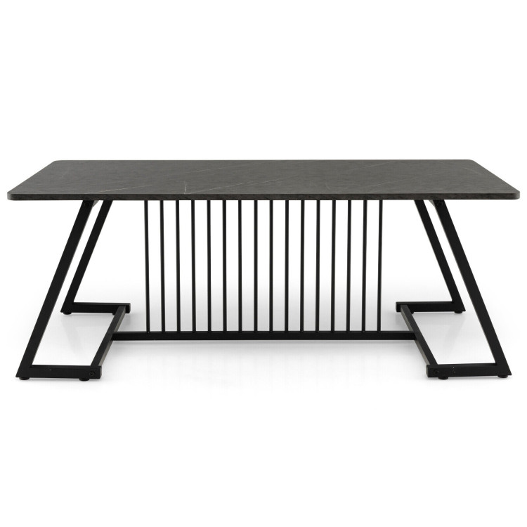 48 Inch Modern Style Coffee Table with Spacious Tabletop for Living Room-BlackCostway Gallery View 3 of 10