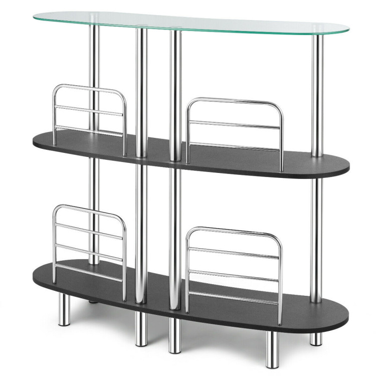 3-tier Bar Cabinets Table with Tempered Glass TopCostway Gallery View 6 of 10