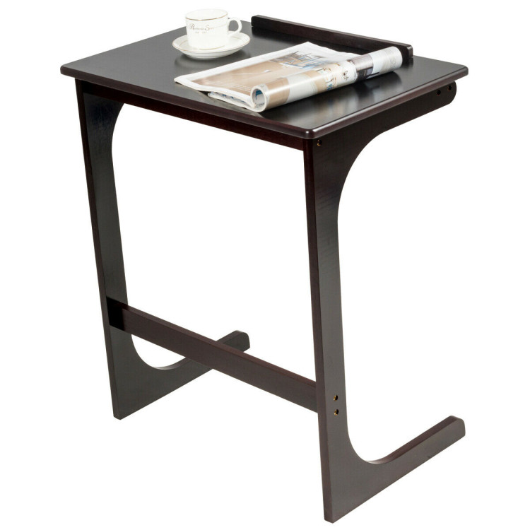 Adjustable C-Shape Couch End Table wth Tilting Top-BrownCostway Gallery View 6 of 12