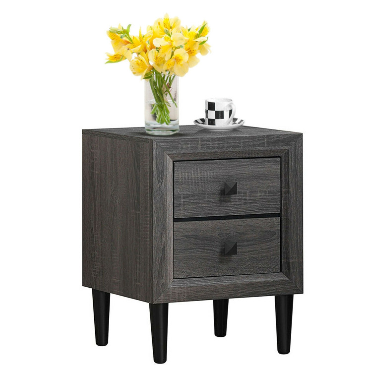 Multipurpose Retro Bedside Nightstand with 2 Drawers Costway Gallery View 11 of 12