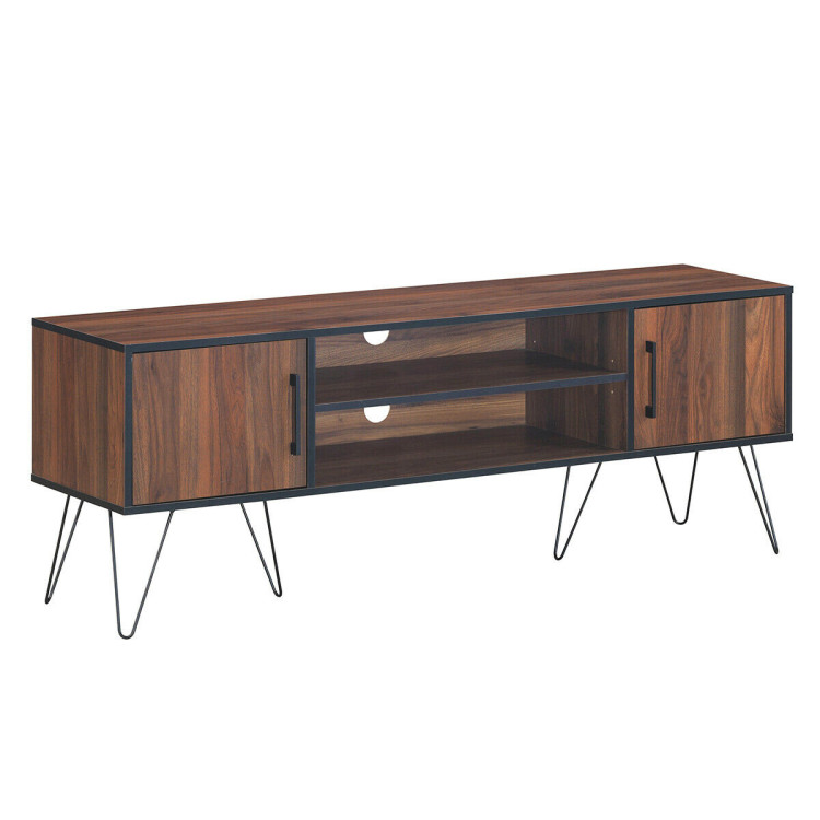 Retro Modern TV Stand with 6 Metal Legs for TVs up to 65 Inch with 2 Cable HolesCostway Gallery View 1 of 12