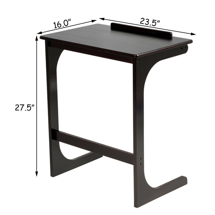 Adjustable C-Shape Couch End Table wth Tilting Top-BrownCostway Gallery View 12 of 12