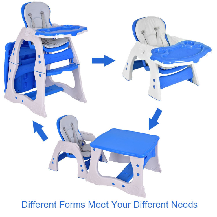 3 in 1 Infant Table and Chair Set Baby High Chair-BlueCostway Gallery View 5 of 10