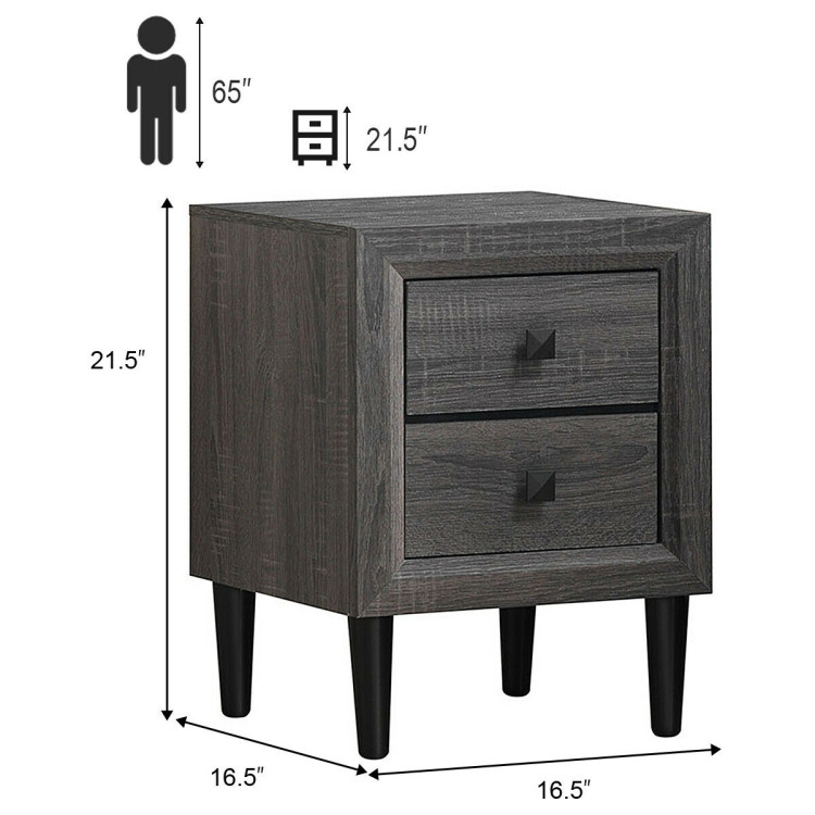 Multipurpose Retro Bedside Nightstand with 2 Drawers Costway Gallery View 4 of 12