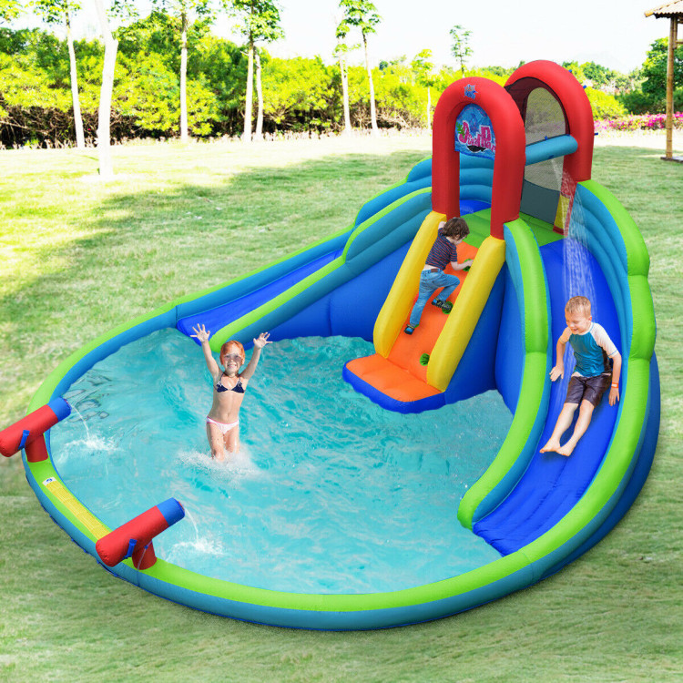 Kids Inflatable Water Slide Bounce House with Carrying Bag Without BlowerCostway Gallery View 6 of 12
