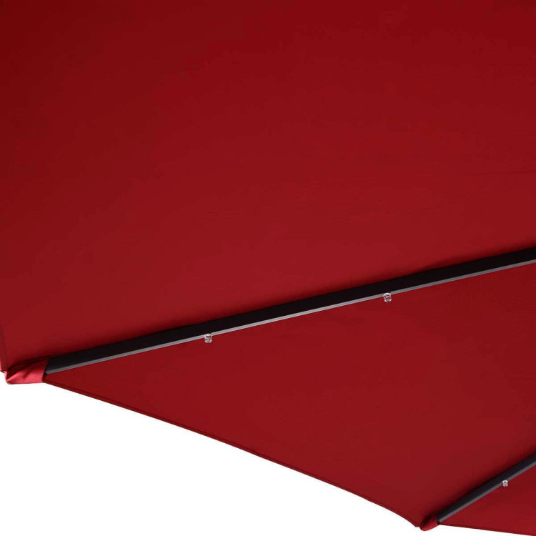 9FT Patio Solar Umbrella LED Patio Market Steel Tilt W/ Crank Outdoor New-Dark RedCostway Gallery View 10 of 12