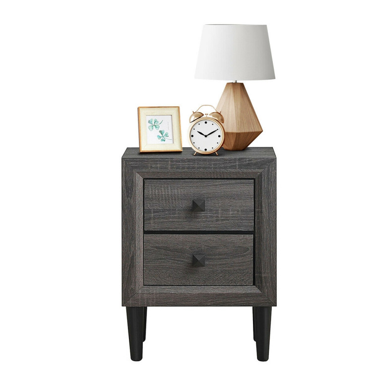Multipurpose Retro Bedside Nightstand with 2 Drawers Costway Gallery View 12 of 12