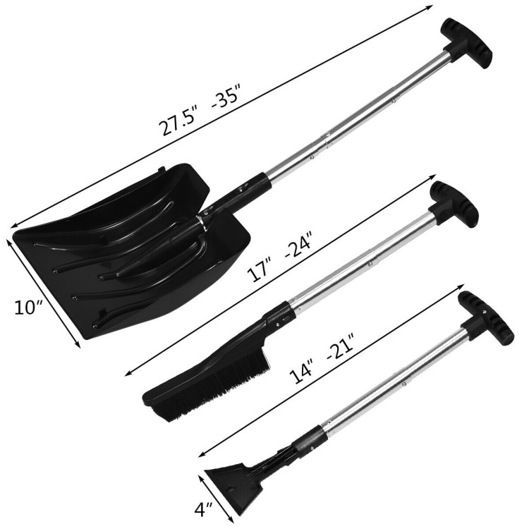 3-in-1 Snow Shovel with Ice Scraper and Snow BrushCostway Gallery View 4 of 12