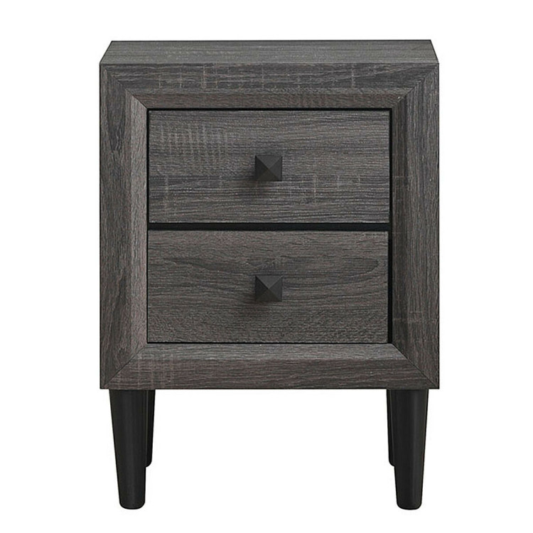 Multipurpose Retro Bedside Nightstand with 2 Drawers Costway Gallery View 10 of 12