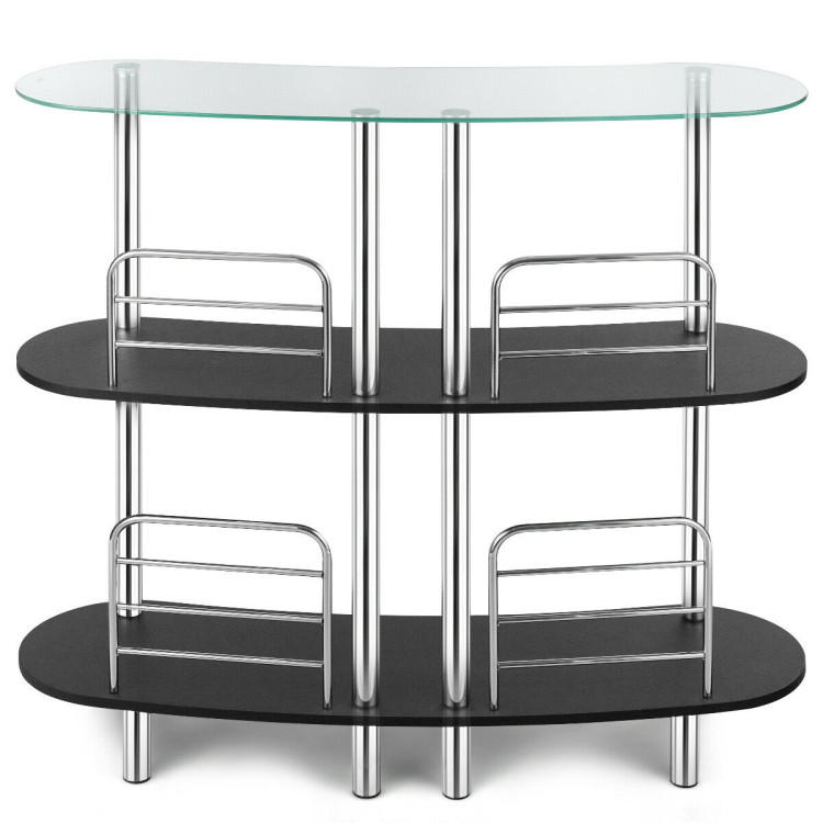 3-tier Bar Cabinets Table with Tempered Glass TopCostway Gallery View 7 of 10