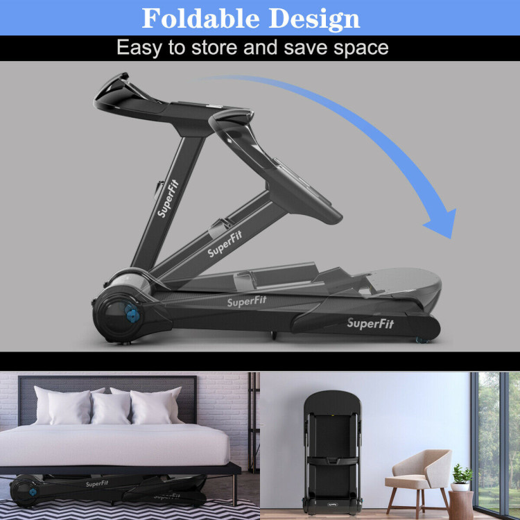 2.25HP Folding Treadmill with Bluetooth Speaker-BlackCostway Gallery View 9 of 11