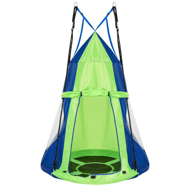 2-in-1 40 Inch Kids Hanging Chair Detachable Swing Tent Set-GreenCostway Gallery View 1 of 12