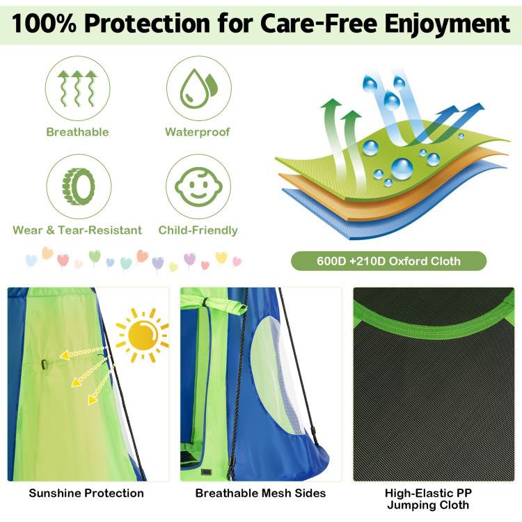 2-in-1 40 Inch Kids Hanging Chair Detachable Swing Tent Set-GreenCostway Gallery View 12 of 12